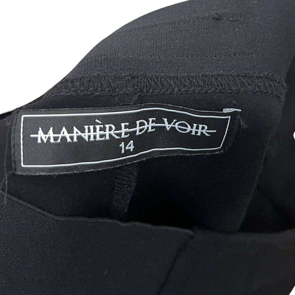 Maniere De Voir Compression Leggings Women's Size 14 Black White Trim High Rise - Picture 12 of 12